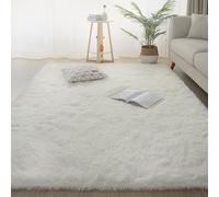 YUANWAN Modern Rugs Living Room 80 x 60 cm Thick Dense Pile Non Shed Fluffy Non-Slip Soft Short Pile Bedroom Rugs Bedroom Rug for Kitchen Lounge, White