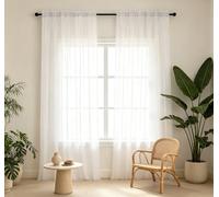 YUANWAN Voile Curtains Privacy Protection 110x112cm White | Light Filtering Voile Drapes Bedroom Curtains Privacy Protection For Bedroom Kitcken Living Room