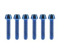 YUANYAO 6pcs Titanium Ti Bolts M4x8/12/15/20mm Tapered Head Hex Bicycle Bike Screw (Color : Blue, Size : 20MM_M4)