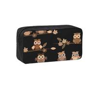 YUanyhr Cute Brown Cartoon Owls Print High Capacity Pencil Case, Big Pencil Bag Pouch Box Organizer Pen Case Supply for Shool