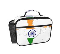 YUanyhr Flag Map of India Print Lunch Box Insulated Cooler Bag with Compartments Durable Thermal Bag for Picnic Camping Work