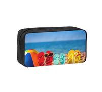 YUanyhr Flip-Flops On A Sandy Beach Print High Capacity Pencil Case, Big Pencil Bag Pouch Box Organizer Pen Case Supply for Shool