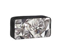 YUanyhr Glitter Abstract Diamond Crystal Pattern Print High Capacity Pencil Case, Big Pencil Bag Pouch Box Organizer Pen Case Supply for Shool