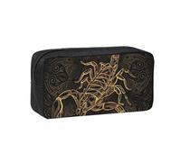 YUanyhr Gold Scorpion Print High Capacity Pencil Case, Big Pencil Bag Pouch Box Organizer Pen Case Supply for Shool
