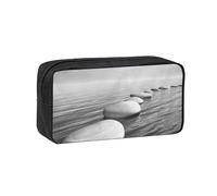 YUanyhr Grey Zen Stones Picture Print High Capacity Pencil Case, Big Pencil Bag Pouch Box Organizer Pen Case Supply for Shool