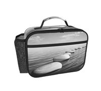 YUanyhr Grey Zen Stones Picture Print Lunch Box Insulated Cooler Bag with Compartments Durable Thermal Bag for Picnic Camping Work