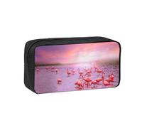 YUanyhr Pink Flamingos Print High Capacity Pencil Case, Big Pencil Bag Pouch Box Organizer Pen Case Supply for Shool