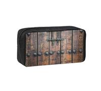 YUanyhr Rustic Stall Wooden Door Print High Capacity Pencil Case, Big Pencil Bag Pouch Box Organizer Pen Case Supply for Shool