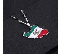 YUANYIRAN Iran Map Shape Pendant Necklace - Ethnic Style Drip Geometry Men And Women Couple Collarbone Chain Patriotic Flag Hip Hop Charm Jewelry For Unisex Gift,Silver,50Cm/19.6 In