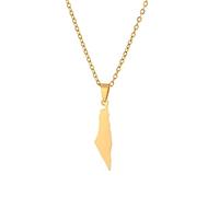 YUANYIRAN Unisex Map Of Israel Map Pendant Necklace, Gold, 50Cm/19.6 In, Cultural Fusion, Stainless Steel, Everyone, Necklace