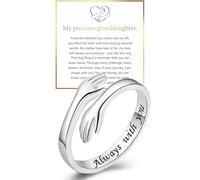 Yuanyora S925 Sterling Silver Hug Ring for Granddaughter Daughter Adjustable Ring for Women Hope Rings for Granddaughter Birthday Christmas Gifts for Daughters Tarnish Resistant, Metal, No Gemstone