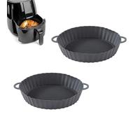 YuanYouTong 2 Pack Silicone Air Fryer Liners for Ninja, Foodi, Tower, COSORI, Reusable 8 Inch Round Non-Stick Silicone Pot, Air Fryer Accessories, Replacement for Disposable Parchment Paper