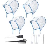 YuanYouTong Hair Colouring Highlight Cap - Hair Highlighting Kit with 4 Disposable Punched Hole Frosting Cap, 6 Hook Needles, Coloring Combs & Dye Brushes, for Salon & Home Dyeing Hair Use