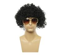 YuanYouTong Short Black Curly Afro Wig, Glueless Afro Kinky Headband Wig for Men, Natural Synthetic Hair Wig, for 60s/70s/80s Theme Party, Fancy Dress, Halloween Costume, Hippie, Disco Fever