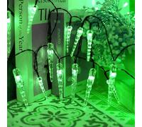 YUANYUYING Outdoor Plug-in Icicle lamp,20M/200LED & Handheld Remote, Acrylic Crystal Ice Pillar String Lights, for Winter Holiday Garden Party Indoor Outdoor Decoration (Green)