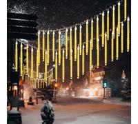 YUANYUYING Solar Garden Lights, Waterproof 30cm 10 Tubes 249LEDs Falling Raindrop Meteor Shower - Blue Solar Lights Outdoor Garden for Holiday, Party, Wedding & Christmas Decoration (Warm White)