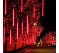 YUANYUYING Solar Lights Outdoor Garden, Waterproof Solar Meteor String Lights with 360 LEDs Falling Raindrop Effect, 50cm 10 Tubes Blue for Holiday, Party, Wedding & Christmas Decoration (red)