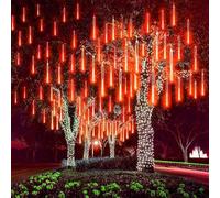 YUANYUYING Solar Meteor String Lights, Waterproof Garden Lights with 192 LEDs Falling Raindrop Effect, 30cm 8 Tubes Blue Outdoor Solar Lights for Holiday, Party, Wedding & Christmas Decoration (red)