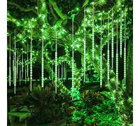 YUANYUYING Waterproof Solar Garden Lights, Solar Meteor String Lights with 288 LEDs Falling Raindrop Effect, 50cm 8 Tubes Blue Outdoor Lights for Garden, Holiday, Party, Wedding & Christmas (Green)