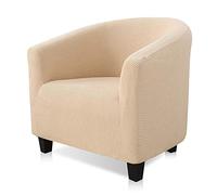 YUANZ Club Chair Slipcover, High Stretch Tub Chair Cover, Universal Spandex Pattern Armchair Sofa Cover Cover Couch Slipcover for Living Room Club Bar Counter (Beige)