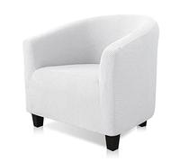 YUANZ Club Chair Slipcover, High Stretch Tub Chair Cover, Universal Spandex Pattern Armchair Sofa Cover Cover Couch Slipcover for Living Room Club Bar Counter (White)