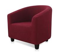 YUANZ Club Chair Slipcover, High Stretch Tub Chair Cover, Universal Spandex Pattern Armchair Sofa Cover Cover Couch Slipcover for Living Room Club Bar Counter (Burgundy)