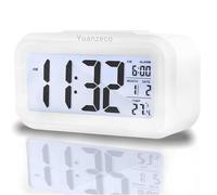 Yuanzeco 4.5" Display-Digital Clock with Large Screen,Night Light Digital Clock with Temperature Display,Alarm Clock with Battery Powered,Office,Kids,Elder Snooze Clock (white)