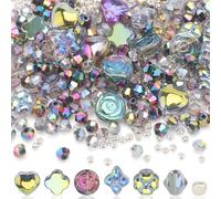 YUANZHIRUN Glass Beads for Jewelry Making Kit, Including Bicone/Shaped Plum Blossom/Rose/Four-Leaf Clover/Rhombic/Heart/Loose Spacer Beads for Bracelets, Necklaces, Earrings (Rose Green)