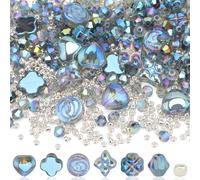 YUANZHIRUN Glass Beads for Jewelry Making Kit, Including Bicone/Shaped Plum Blossom/Rose/Four-Leaf Clover/Rhombic/Heart/Loose Spacer Beads for Bracelets, Necklaces, Earrings (Transparent Green)