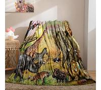YUANZU Animal Blanket Throw, Kids Jungle Leopard Elephant Zebra Giraffe Lion Pattern Soft Cozy Flannel Baby Blanket, Warm Lightweight Plush Throw Couch Sofa Bed Cover, Gifts for Nursery 60x80 inch