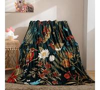 YUANZU Bird Blanket Throw, Tropical Forest Jungle Plant Flower Tree Leaf Pattern Soft Cozy Flannel Baby Blanket, Warm Lightweight Plush Throw Couch Sofa Bed Cover, Gifts for Girls Woman 60x80 inch