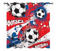 YUANZU Boys Sport Curtains - Kids Football Abstract Colorful Print Pattern Eyelet Blackout Thermal Insulated & Room Darkening Window Drapes for Nursery Baby Bedroom Playroom 2 Panels W168cm x D137cm