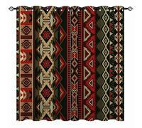 YUANZU Ethnic Curtains - Geometric American Native Navajo Design Mexican Motif Aztec Art Print Pattern Eyelet Blackout Thermal Window Drapes for Bedroom Living Room Decor 2 Panels W140cm x D245cm