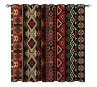 YUANZU Ethnic Curtains - Geometric American Native Navajo Design Mexican Motif Aztec Art Print Pattern Eyelet Blackout Thermal Window Drapes for Bedroom Living Room Home Decor 2 Panels W168cm x D229cm