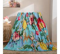 YUANZU Floral Blanket Throw, Colorful Tropical Exotic Flower Jungle Leaf Natural Pattern Soft Cozy Flannel Blanket, Warm Lightweight Plush Throw Couch Sofa Bed Cover, Gifts for Girls Woman 60x80 inch