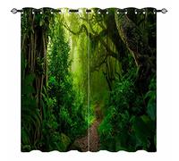 YUANZU Forest Curtains - Nature Scenery Tropical Jungle Rainforest Landscape Print Pattern Eyelet Thermal & Room Darkening Blackout Window Drapes for Bedroom Living Room 2 Panels W168cm x D229cm
