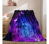 YUANZU Galaxy Blanket Throw, Kids Space Purple Blue Nebula Universe Sky Stars Pattern Soft Cozy Flannel Blanket, Warm Lightweight Plush Throw Couch Sofa Bed Cover, Gifts for Boys Girls 60x80 inch