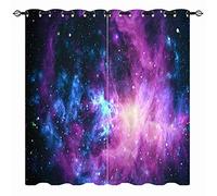 YUANZU Galaxy Curtains - Space Dream Scene Nebula Cosmic Sky Stars Print Pattern Eyelet Blackout Thermal Insulated & Room Darkening Window Drapes for Kids Boys Girls Bedroom 2 Panels W168cm x D137cm