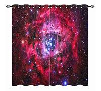 YUANZU Galaxy Curtains - Space Universe Red Pink Nebula Sky Stars 3D Print Pattern Eyelet Blackout Thermal Insulated & Room Darkening Window Drapes for Kids Boys Girls Bedroom 2 Panels W168cm x D229cm