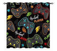 YUANZU Gamepad Curtains - Kids Abstract Gamer Video Game Joystick Print Pattern Eyelet Blackout Thermal Insulated & Room Darkening Window Drapes for Boys Teen Bedroom Playroom 2 Panels W168cm x D137cm