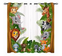 YUANZU Kids Curtains - Boys Girls Cartoons Jungle Forest Animals Zoo Family 3D Print Pattern Eyelet Blackout Thermal Insulated Window Drapes for Nursery Baby Bedroom Playroom 2 Panels W117cm x D183cm