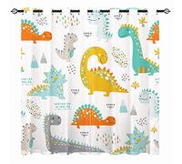YUANZU Kids Dinosaur Curtains - Boys Girls Eyelet Blackout Colorful Cute Dino Animals Print Pattern Thermal Insulated Room Darkening Window Drapes for Nursery Baby Bedroom 2 Panels W168cm x D229cm
