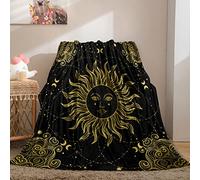 YUANZU Mandala Celestial Blanket Throw, Boho Sun Moon Universe Starry Print Pattern Soft Cozy Flannel Blanket, Warm Lightweight Plush Throw Couch Sofa Bed Cover, Gifts for Man Woman 40x50 inch
