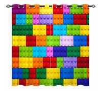 YUANZU Nursery Curtains - Kids Boys Girls Eyelet Blackout Colorful Cubes Blocks 3D Print Pattern Thermal Insulated Room Darkening Window Drapes for Baby Bedroom Playroom 2 Panels W168cm x D183cm