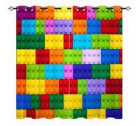 YUANZU Nursery Curtains - Kids Boys Girls Eyelet Blackout Colorful Cubes Blocks 3D Print Pattern Thermal Insulated Room Darkening Window Drapes for Baby Bedroom Playroom 2 Panels W132cm x D160cm