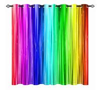 YUANZU Rainbow Striped Curtains - Girls Kids Colorful Vibrant Vertical Stripes Print Pattern Eyelet Blackout Thermal Insulated Window Drapes for Living Room Bedroom 2 Panels Each Panel W168cm x D229cm