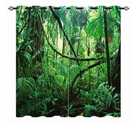 YUANZU Rainforest Curtains, Tropical Jungle Wild Nature Theme Woodland Plant Scenery 3D Print Patterned Eyelet Thermal Insulated Blackout Window Drapes for Bedroom Living Room 2 Panels W168cm x D183cm
