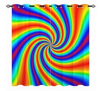 YUANZU Striped Rainbow Curtains - Girls Kids Colorful Spiral Optical Illusion Psychedelic Print Pattern Eyelet Blackout Window Drapes for Living Room Bedroom 2 Panels Each Panel W117cm x D137cm