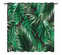 YUANZU Tropical Curtains - Palm Leaves Tree Summer Hawaii Nature Wild Jungle Plant Green Print Pattern Eyelet Blackout Thermal Insulated Window Drapes for Bedroom Living Room 2 Panels W117cm x D137cm