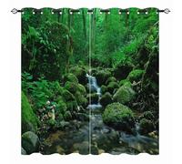 YUANZU Waterfall Curtains - Forest Jungle Wild Nature Theme Mountain Stream Scenery Print Pattern Eyelet Blackout Thermal Room Darkening Window Drapes for Bedroom Living Room 2 Panels W229cm x D183cm